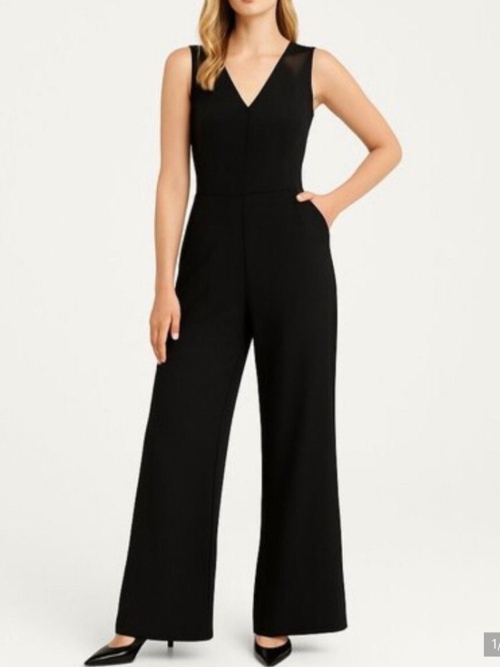 Spanx - Black V-Neck Sleeveless Jumpsuit